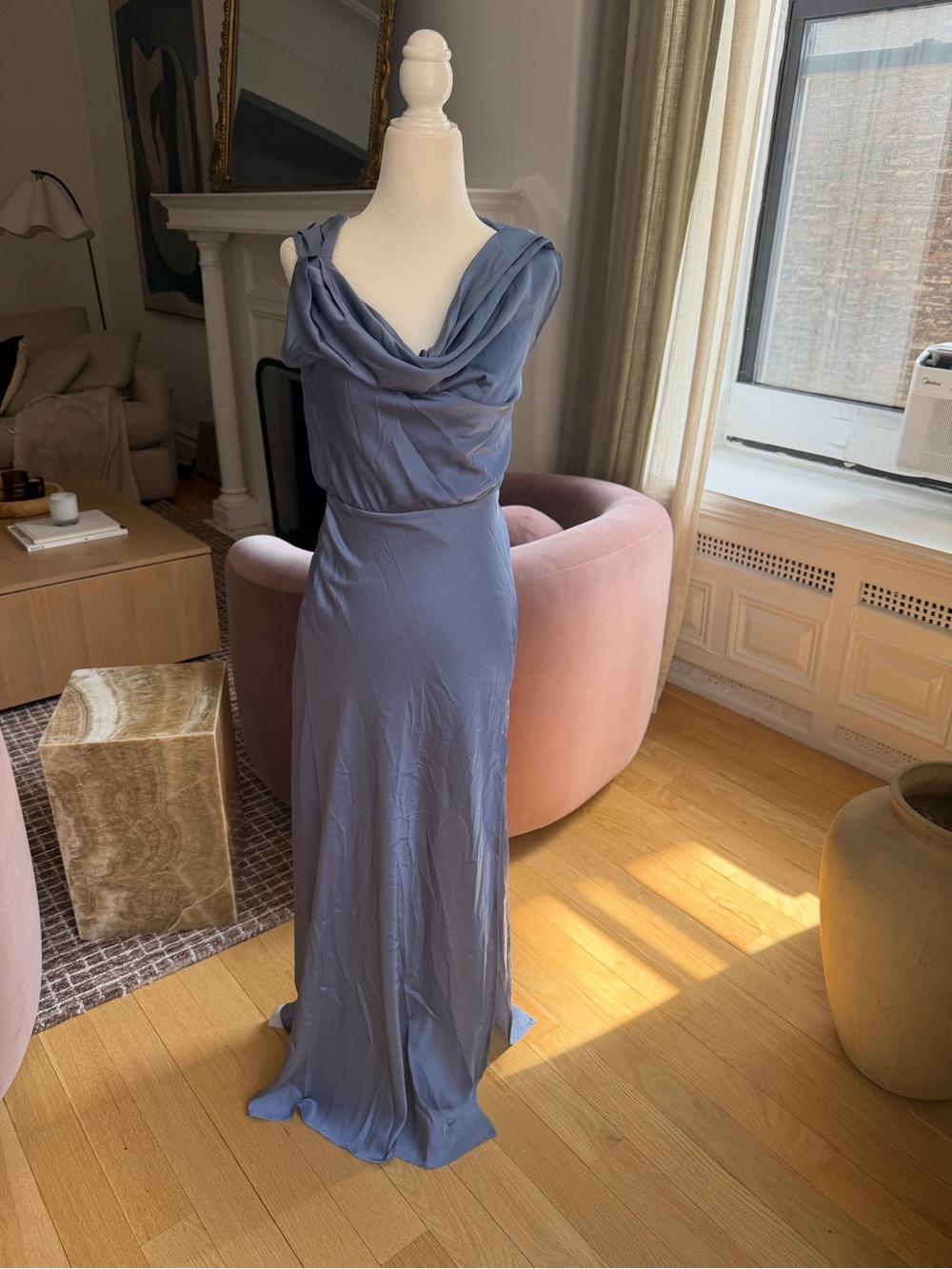 Astr Elegant Slate Blue Dress